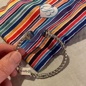 Brighton Neptune’s Rings Blue Agate Open Hinged Bangle